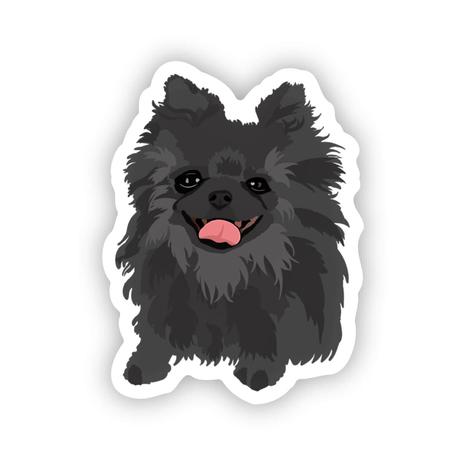 Pomeranian Black Gray Dog Sticker Water Bottle, Laptop, Phon