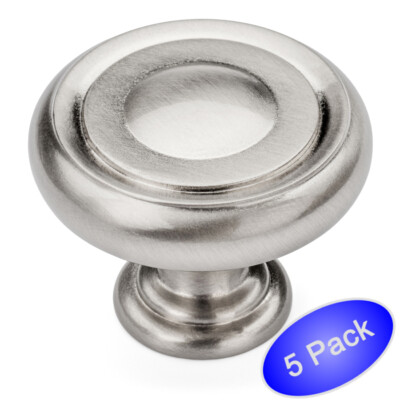 *5 Pack* Cosmas Cabinet Hardware Satin Nickel Round Cabinet Knobs #7708SN