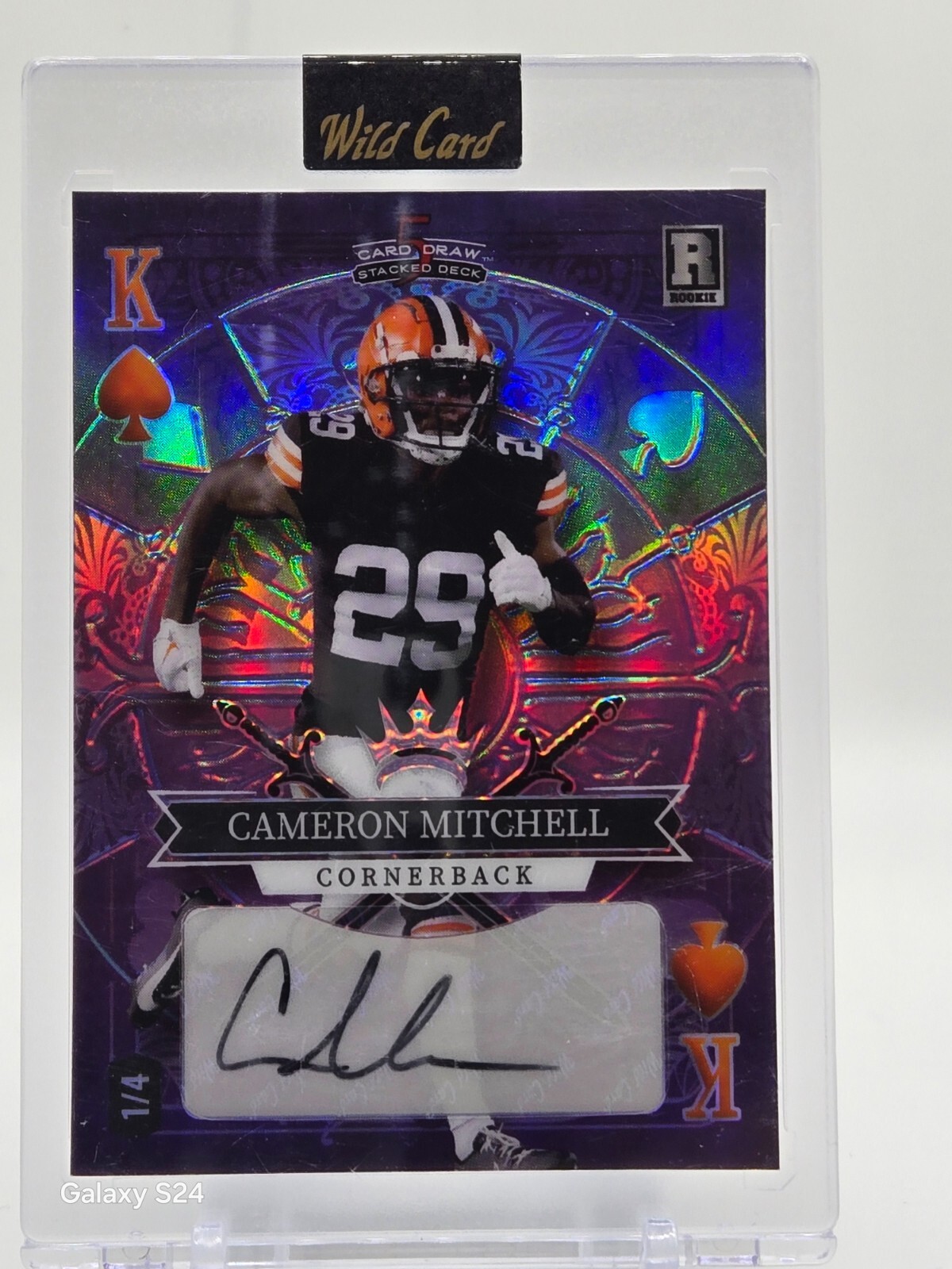 Cameron Mitchell Wild Card 5 Card Draw Stacked Deck King Autographs #CMA Purple Spade Rainbow Foil
