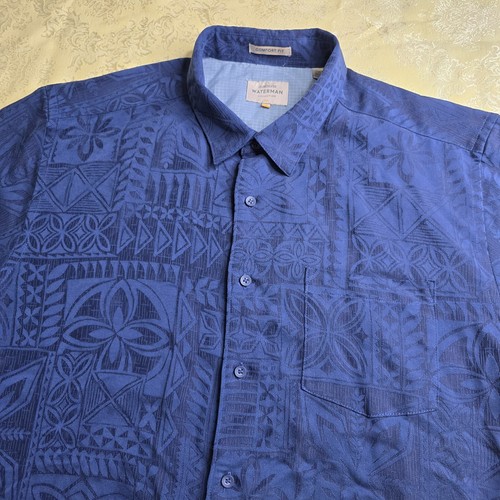 Camisa Quicksilver Waterman Para Hombres XL Abotonada Hawaiana S/S Floral Azul Marino - Imagen 2 de 17