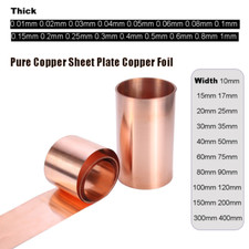 Pure Copper Sheet Plate Thickness 0.01mm to 1mm Copper Foil 138 Sizes Available