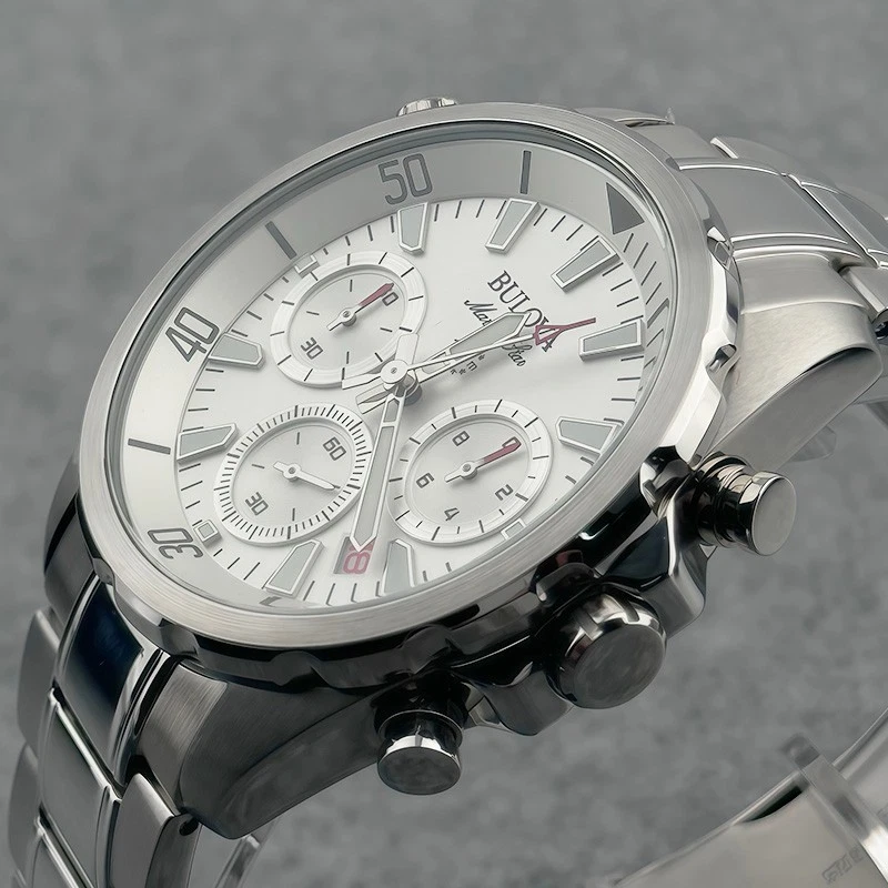 Bulova Marine Star White Dial Stainless Steel Men's Quartz Watch 43mm 96B255 - Image 3 of 4