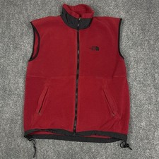 Vintage North Face Denali Fleece Vest Mens M Red Thermal Full Zip Winter Warmth