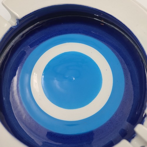 Vintage Mid Century Blue Bullseye Mancioli Ashtray Raymor Pottery MCM - Picture 2 of 8