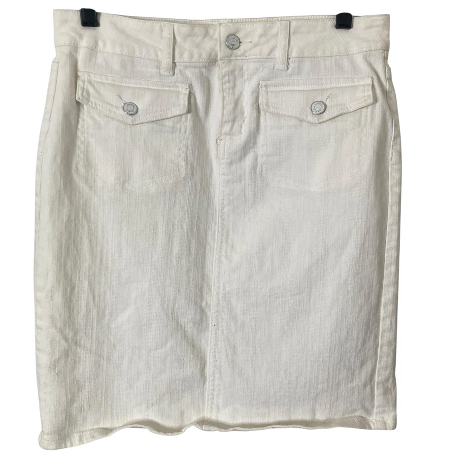 Liz & Co Mini Skirt Womens Size 6 White Stretch Denim - Image 3 of 4