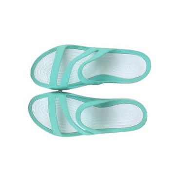 Crocs Swiftwater Teal Green Strappy Slide Sandals Women's Sz 9 Iconic Slip On