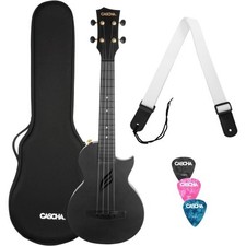 Cascha Carbon Fibre Ukulele Set Schwarz Konzert-Ukulele + Gigbag + Zubehör | Neu