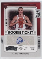 2021-22 Panini Contenders Rookie Ticket Marko Simonovic #157 Auto 14zn