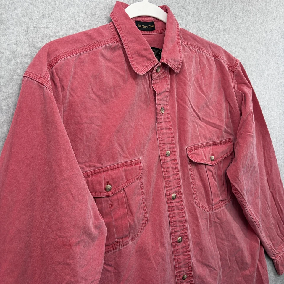 Camisa Eddie Bauer Rufton Sarga Vintage Para Hombre M Roja Abotonada Manga Larga Foto 3 de 4