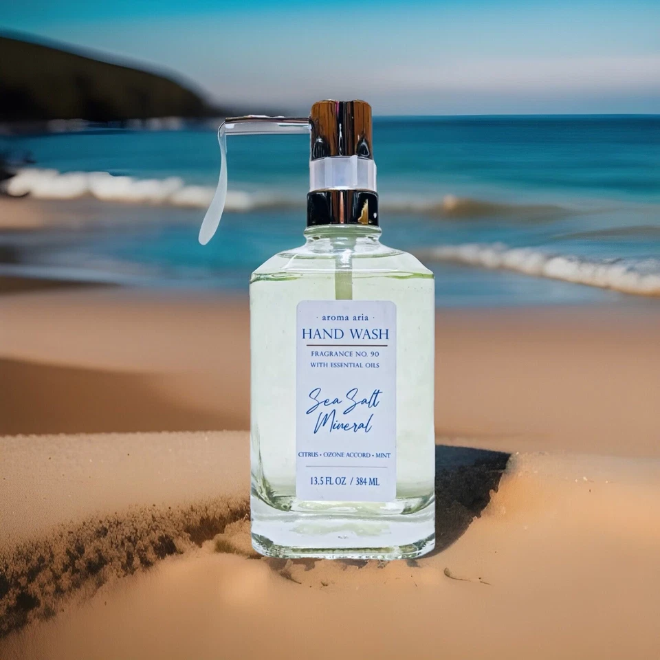 🆕2 Set~Aroma Aria Sea Salt Minerals W/Essential Oils Lux Hand Soap Glass Bottle - Image 4 of 4