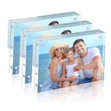 Acrylic Picture Frames 4x6, 3 Pack Magnetic 4 x 6 Picture Frame, 4x6" 3 Pack 