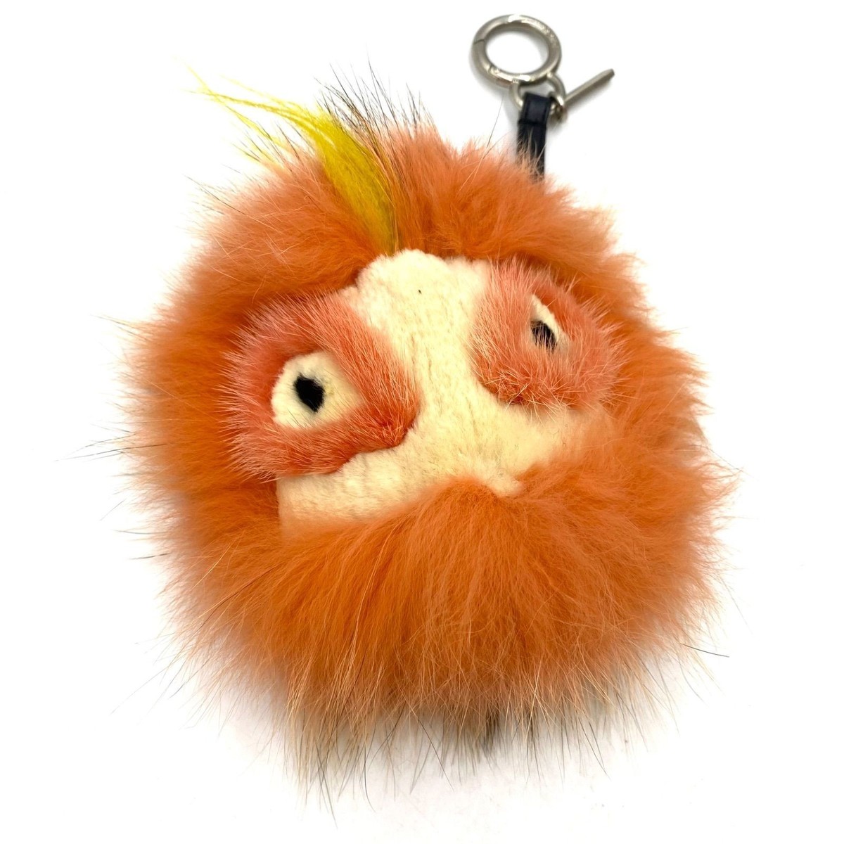 【美品】FENDI モンスター クリスマス オーナメント チャーム FENDI Monster fur charm keychain accessory in orange and salmon