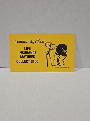 1996 Monopoly Life Insurance Matures Community Chest Replacement Card