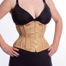 411 Standard Authentic Beige Mesh 32" Underbust Corset Steel Boned
