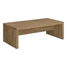Nette 47 Inch Coffee Table with Rough Hewn Saw Marks- Wood- Natural Brown