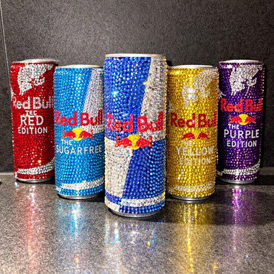 Handgemachte Strass Energy Dose   Red Bull Glitter - Strasssteinewelt