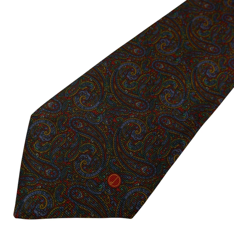 Corbata Dunhill seda marrón oscuro cachemira Italia (impuesto de importación de EE. UU. incluido) Foto 2 de 4