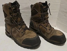 Pair of Mens 10 Red Wing Brown Leather Waterproof Steel Toe Biker Work Boots