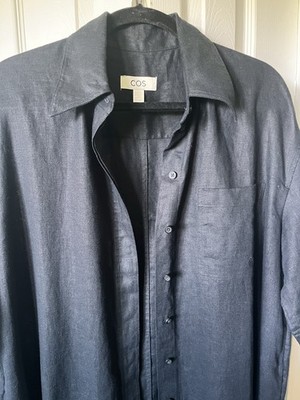 COS Linen Bottom Front Short Sleeve Maxi Oversized Shirt Dress Size 8 | eBay