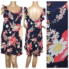 NWT Juice Couture Size Small Navy Floral Hidden Cove Sleeveless Dress Size Small