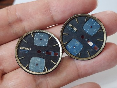 2 x ORIGINAL DIAL FOR SEIKO CHRONOGRAPH AUTOMATIC 6138-8030 JPS FOR PARTS