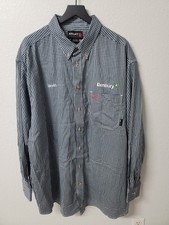 NEW ARIAT CAT2 FR Blue/White Button Down Shirt Size Men's 3XL Company Logo