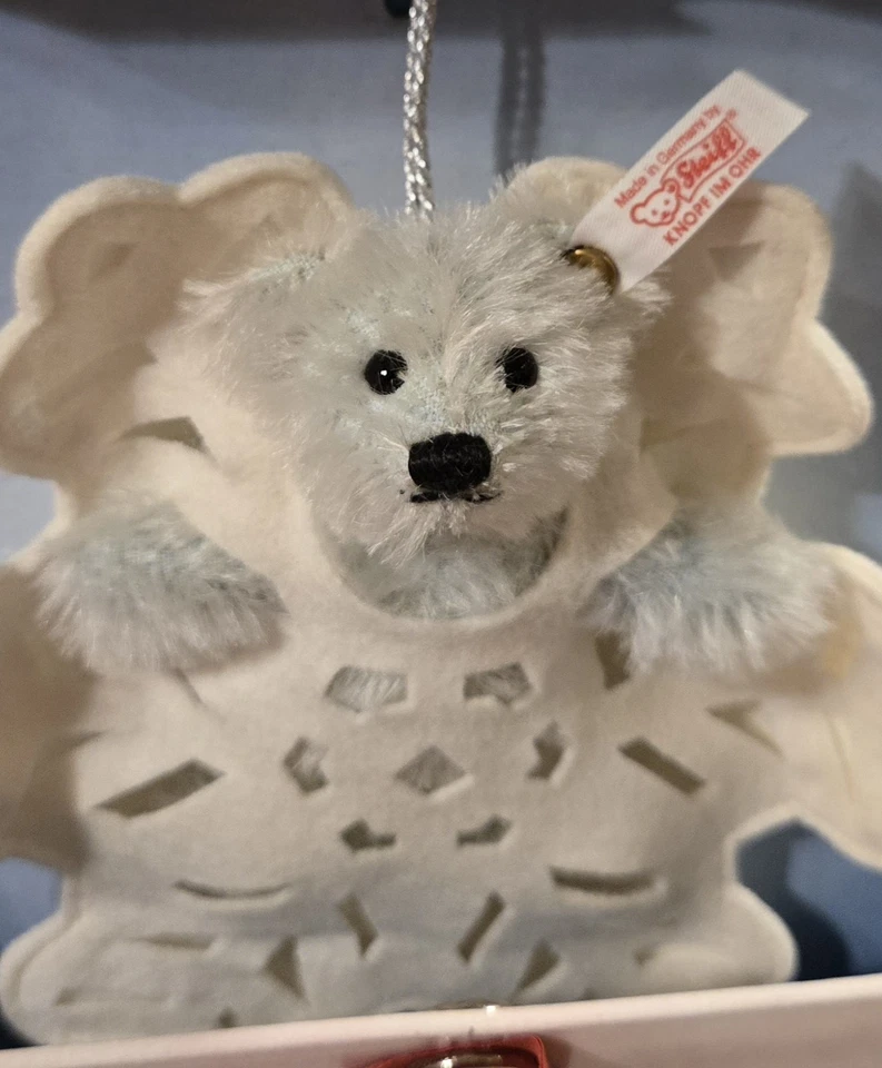 Steiff 2003 圣诞雪花装饰品 4 英寸限量版 #666971 状况完好 全新带盒 - 非常罕见 — 第 2/4 张图片
