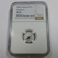 2026 NGC MS70 - Australia 1/10 oz Platinum Kookaburra $15 Coin #60532A 2899.50 per troy oz