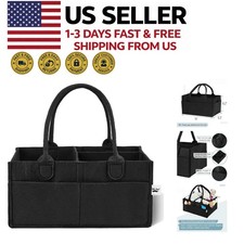 Black Diaper Caddy Organizer Portable Nursery Changing Table Car Storage