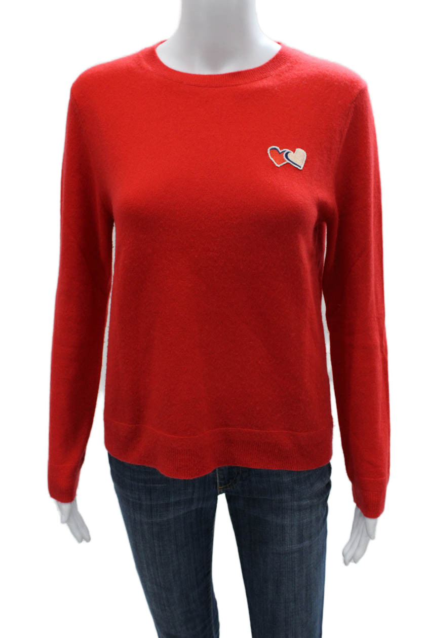 Chinti & Parker Womens Cashmere Pullover Sweater Red Crew Long Sleeve Size SFree Shipping in US $100+ Orders | $6.95 Orders Below