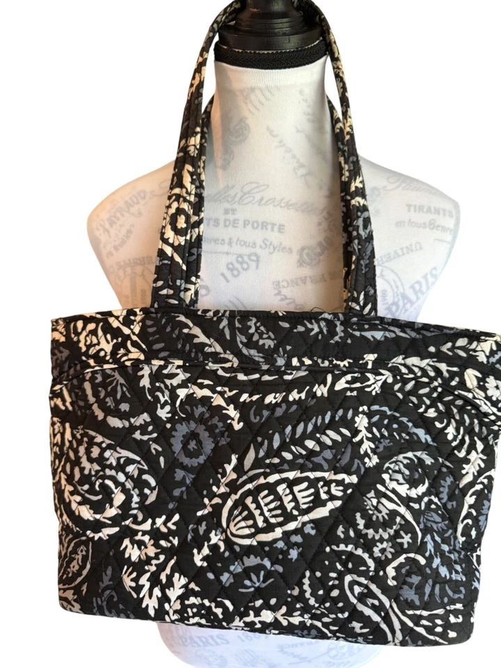 Vera Bradley Conjunto de Bolso y Cartera Glenna Negro Blanco Acolchado Bolso de Mano Cartera Bolso Foto 2 de 4