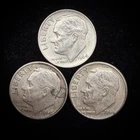 90% Silver - 1964 Roosevelt Dime - 3 Dimes - Circulated Condition - 05-11