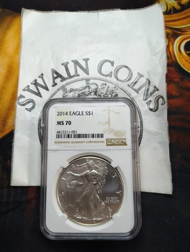 2014 American Silver Eagle NGC MS70 Brown Label E5-173