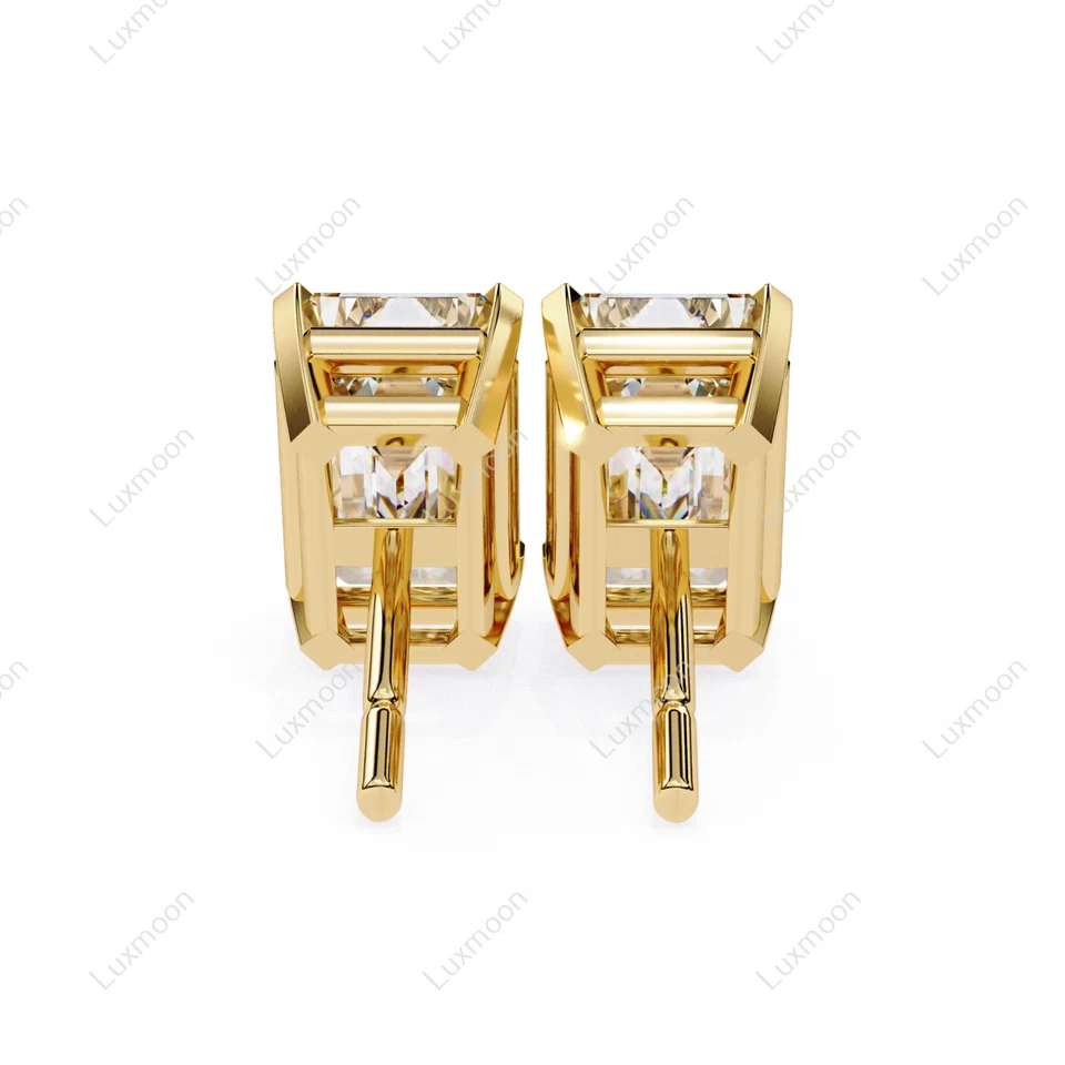 2.40 Ct Emerald Cut Lab-Created Diamond Stud/Pushback Earring 10K Yellow Gold - Image 4 of 4