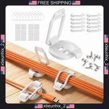 Cable Management Kit with Clips Ties Screws Adhesive Pads for Home Office