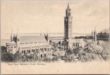 c1900s BOMBAY (Mumbai) INDIA Postcard "View from WATSON'S HOTEL" Panorama