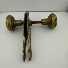 Antique Brass Door knob Set with Backplates Keyhole Victorian Style Hardware