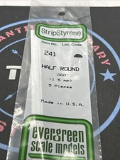 Evergreen Scale. Polystyrene Strips. 14" 241 Half Round .060 (5)