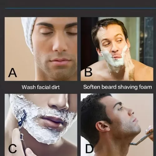 Rasoio monouso da barba 54 lame doppie in acciaio inox con 2 manici per uomo - Foto 9 di 10