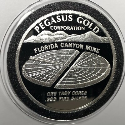1986 Pegasus Gold Corp Florida 1 Troy Oz .999 Fine Silver Round