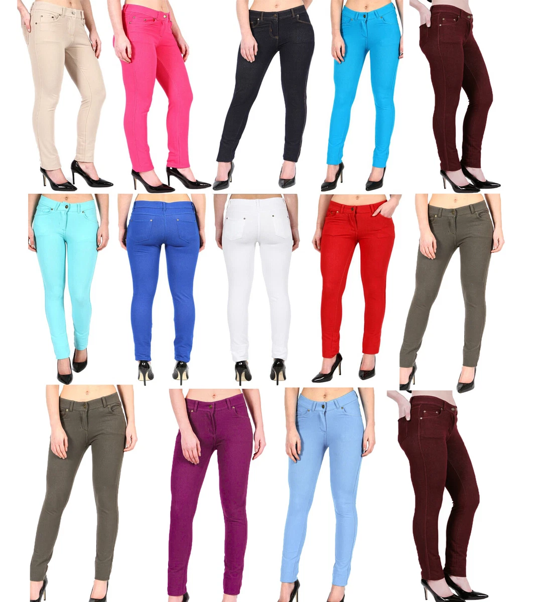 Womens Fashion Fitted Jeggings - RED- Medium-Large 