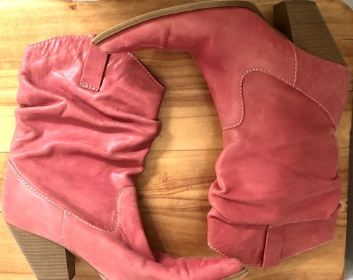 Rampage Rosco Slouchy Leather Cowgirl Pointed Toe Heeled Boots Dusty Red Size 6 - Picture 18 of 19