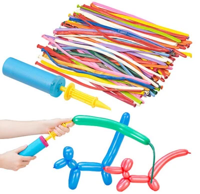 100 ballons à modeler colorés avec pompe - Pearl