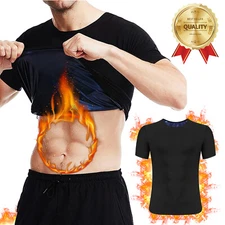 Men's Sweat Sauna Shirt Slimming Body Shaper Sports Tank Top Fat Burner Vest Gym