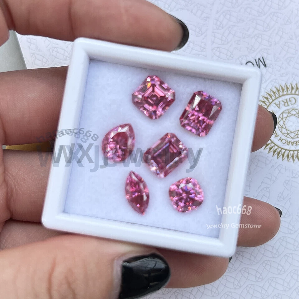 Розовый муассанит муассанит отдельные камни GRA MultiShape блестящая огранка ювелирные изделия VVS - Изображение 2 из 4