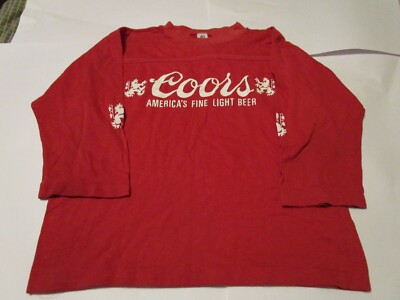 Coors Light Beer Men s Vintage Single Stitch Red Artex large 3/4 sleeve EUC