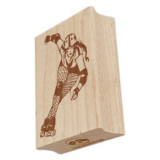 Roller Derby Girl Skates Skater Rectangle Rubber Stamp for Stamping Crafting