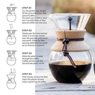 NEW Bodum Pour-Over 8 Cup Coffee Maker 34 fl oz 11571 Portugal Cork