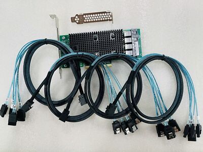 LSI 430-16I HBA 12 Gbps PCIe 16 Port IT Mode JBOD +4*SFF-8643 SATA Cable
