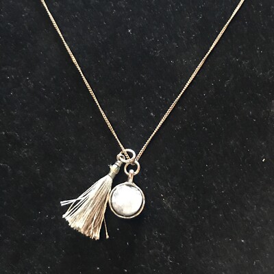 Baby Blue Druzy Stil & Quaste Sterlingsilber 925 Halskette 19''